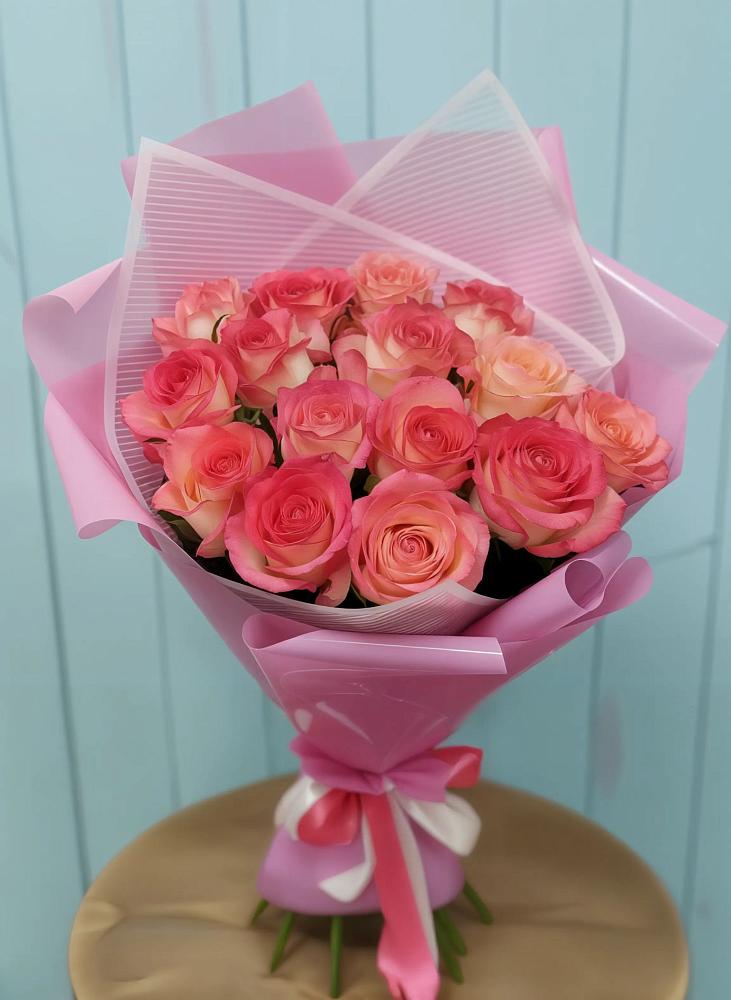 Букет 15 Розовых роз Равель в Толмачёво Новосибирская область
