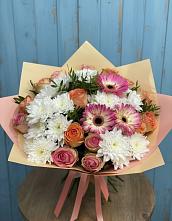 Букет цветов из:  Розы, Герберы и Хризантемы в Толмачёво Новосибирская область