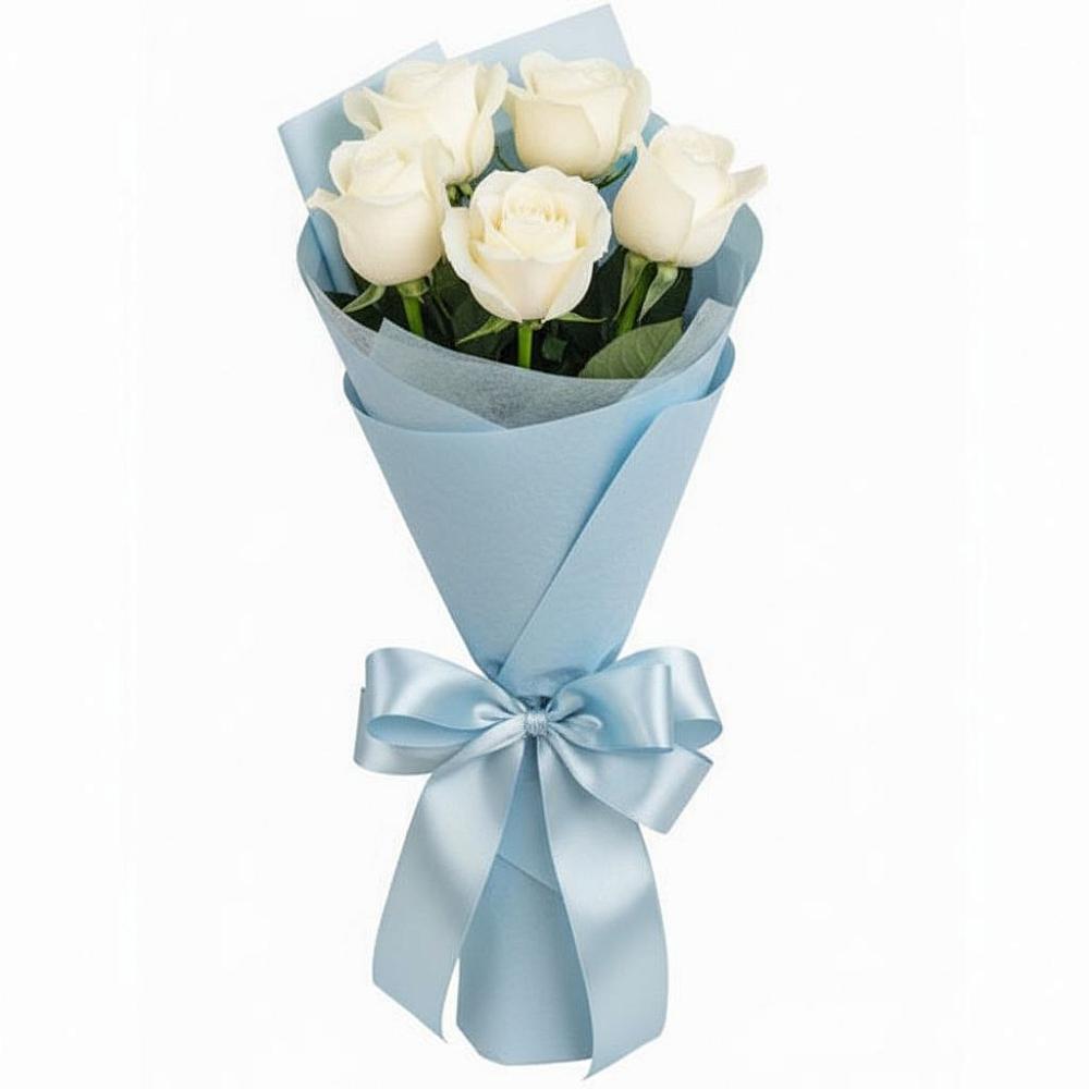 Букет 5 Белых роз Проуд в Толмачёво Новосибирская область