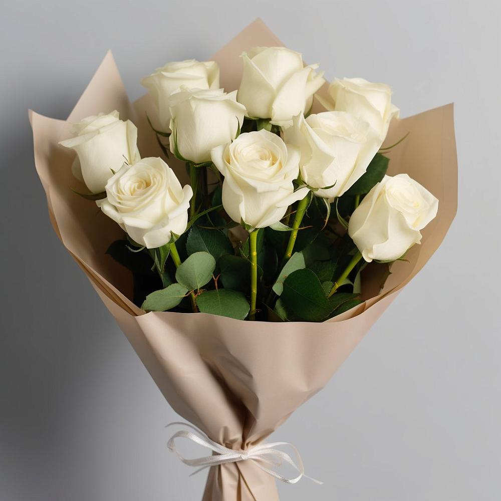 Букет 9 Белых роз Эдлесс Лав в Толмачёво Новосибирская область