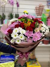 Букет цветов из:  Розы, Хризантемы и Альстромерии #REPLACE_PRED# Толмачёво Новосибирская область