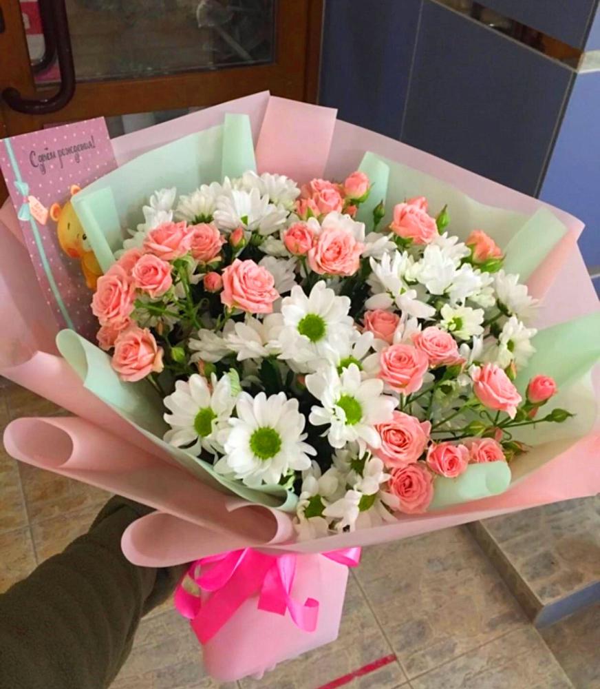 Букет цветов из: Розы и Хризантемы в Толмачёво Новосибирская область