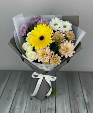 Букет цветов из:  Розы, Герберы и Хризантемы #REPLACE_PRED# Толмачёво Новосибирская область