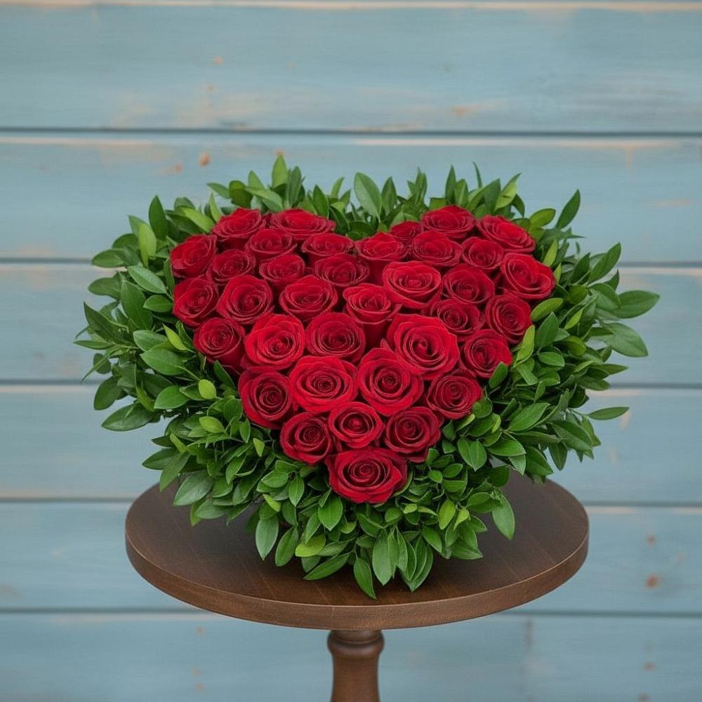 Цветочная композиция из Розы в виде сердца в Толмачёво Новосибирская область