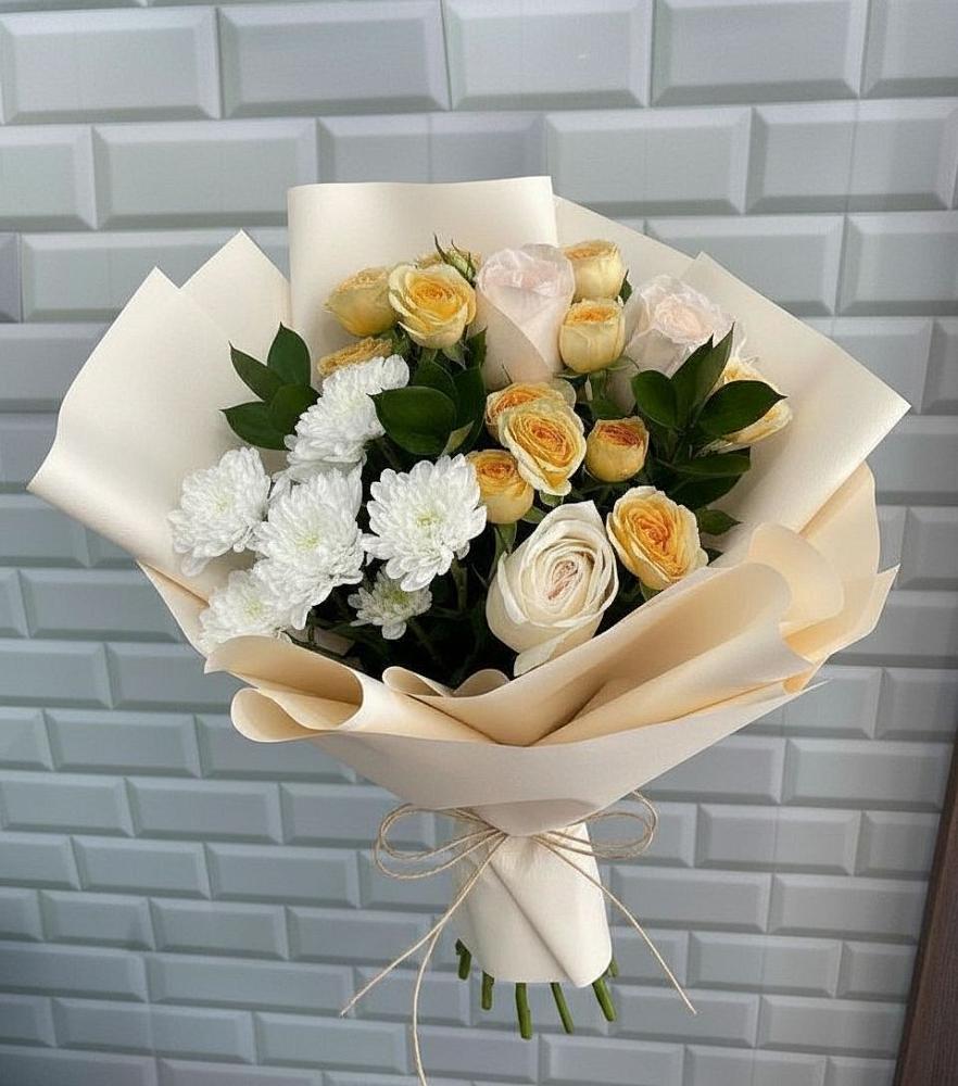 Букет цветов из: Розы и Хризантемы в Толмачёво Новосибирская область