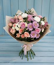 Букет цветов из:  Хризантемы, Розы и Альстромерии #REPLACE_PRED# Толмачёво Новосибирская область