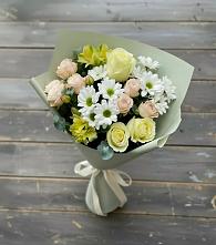 Букет цветов из:  Альстромерии, Розы и Хризантемы в Толмачёво Новосибирская область