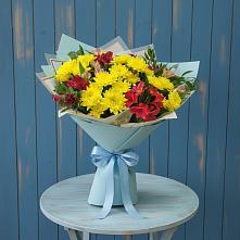 Букет цветов из:  Альстромерии и Хризантемы в Толмачёво Новосибирская область