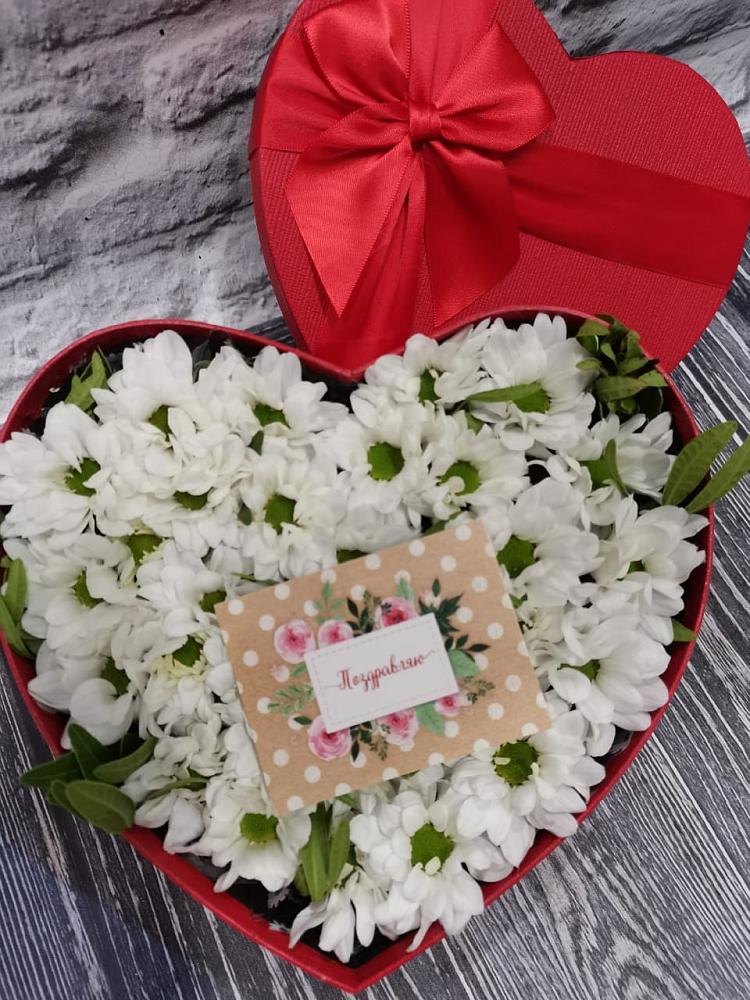 Цветочная композиция из Хризантемы в виде сердца в Толмачёво Новосибирская область