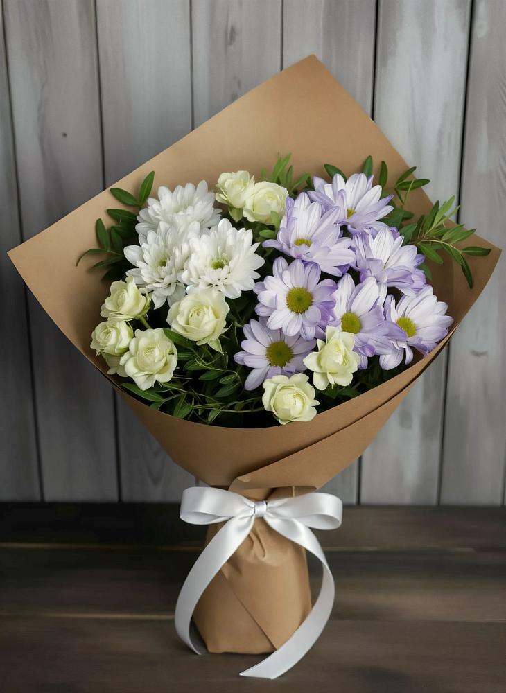 Букет цветов из: Хризантемы и Розы в Толмачёво Новосибирская область